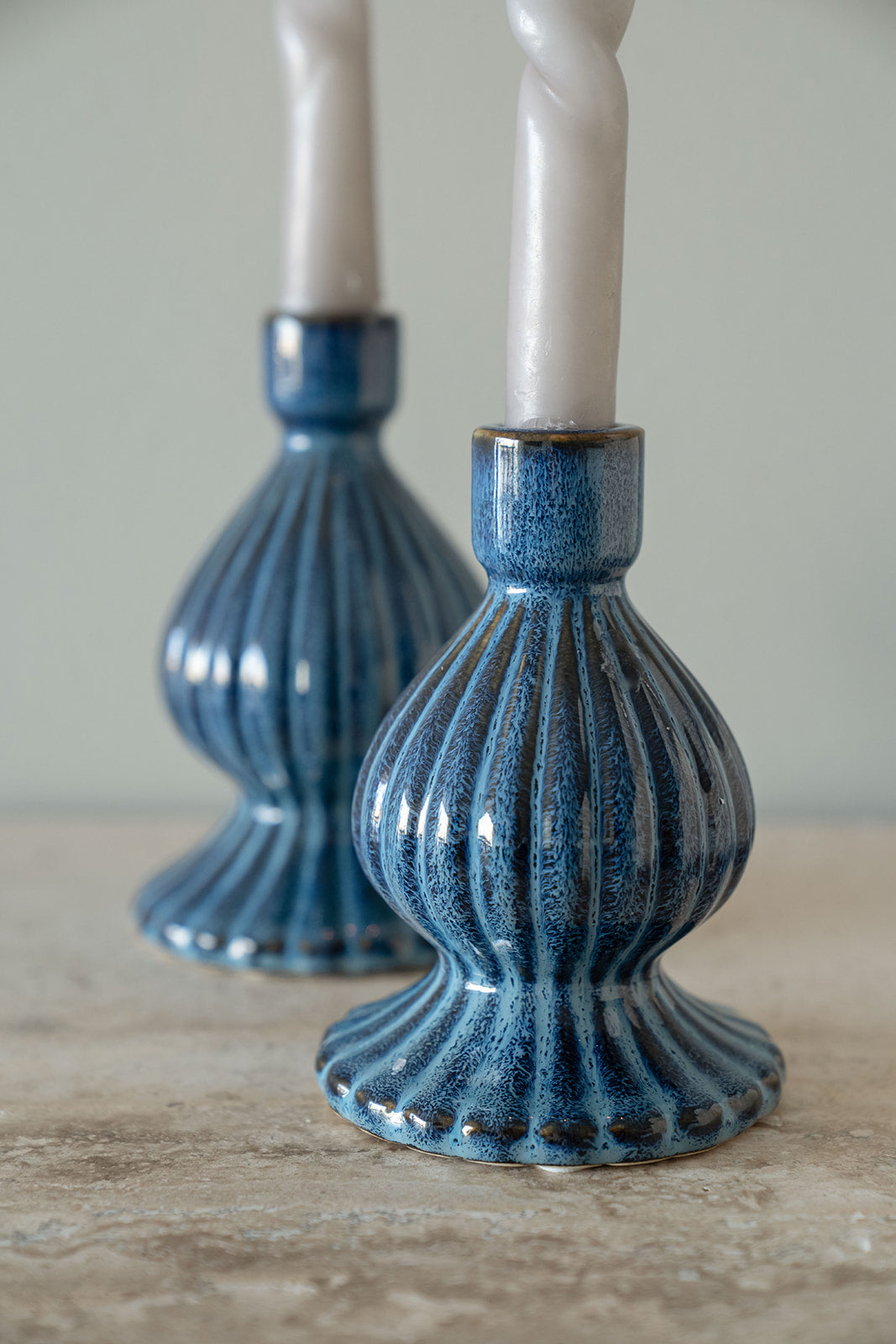 Portavelas Cecilia azul grande