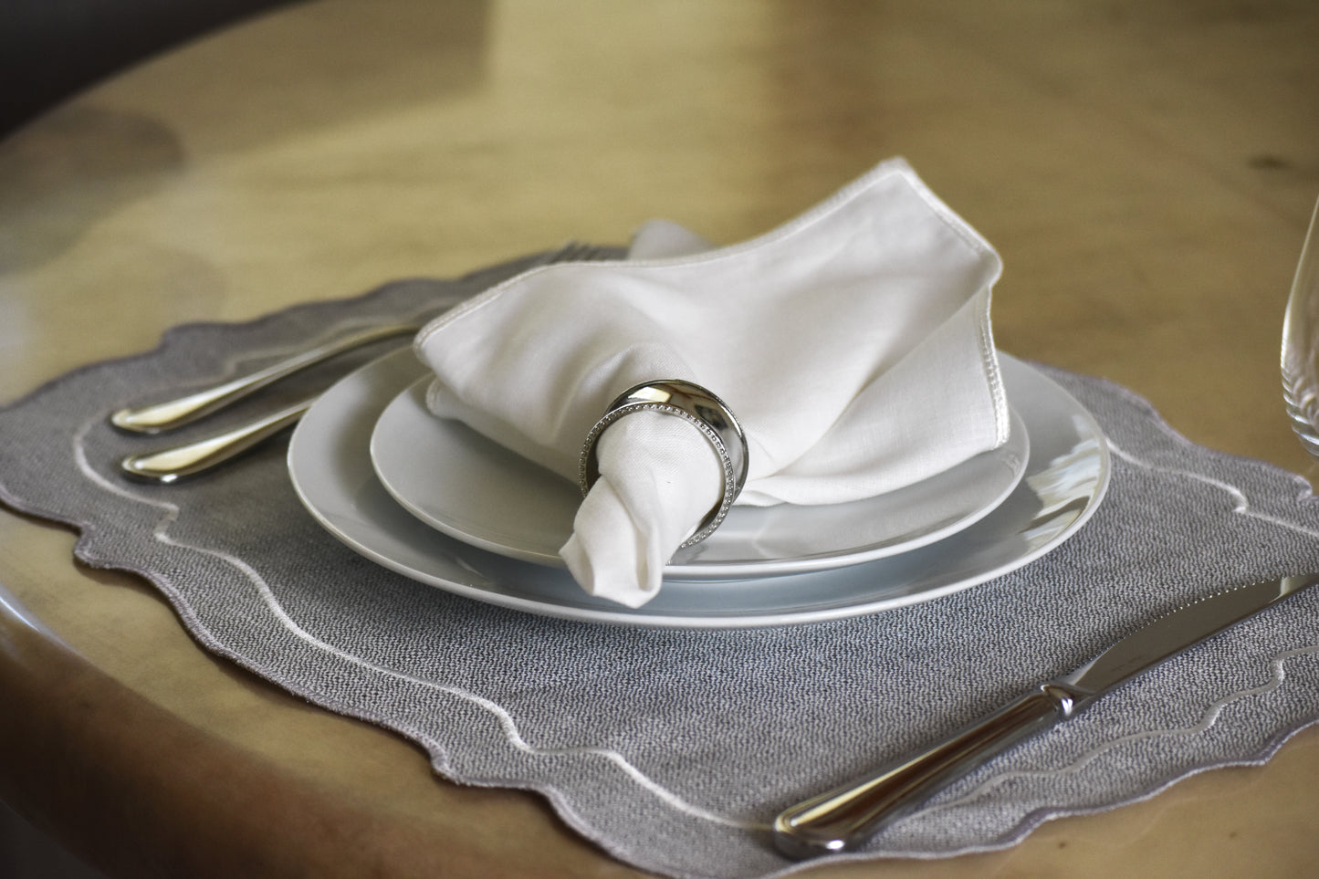 Set de 4 servilletas de Lino hueso cuadradas