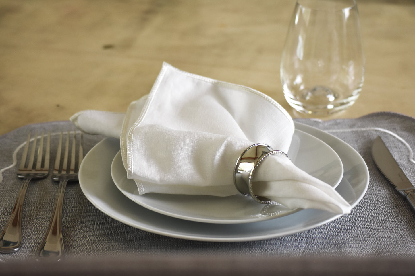 Set de 4 servilletas de Lino hueso cuadradas