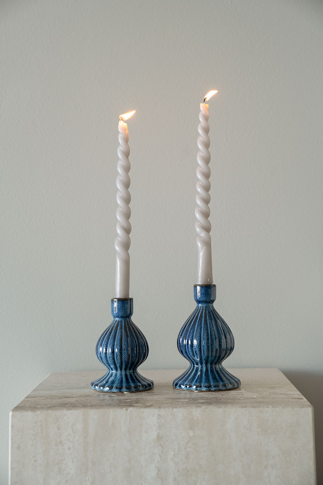 Porta velas Cecilia azul grande
