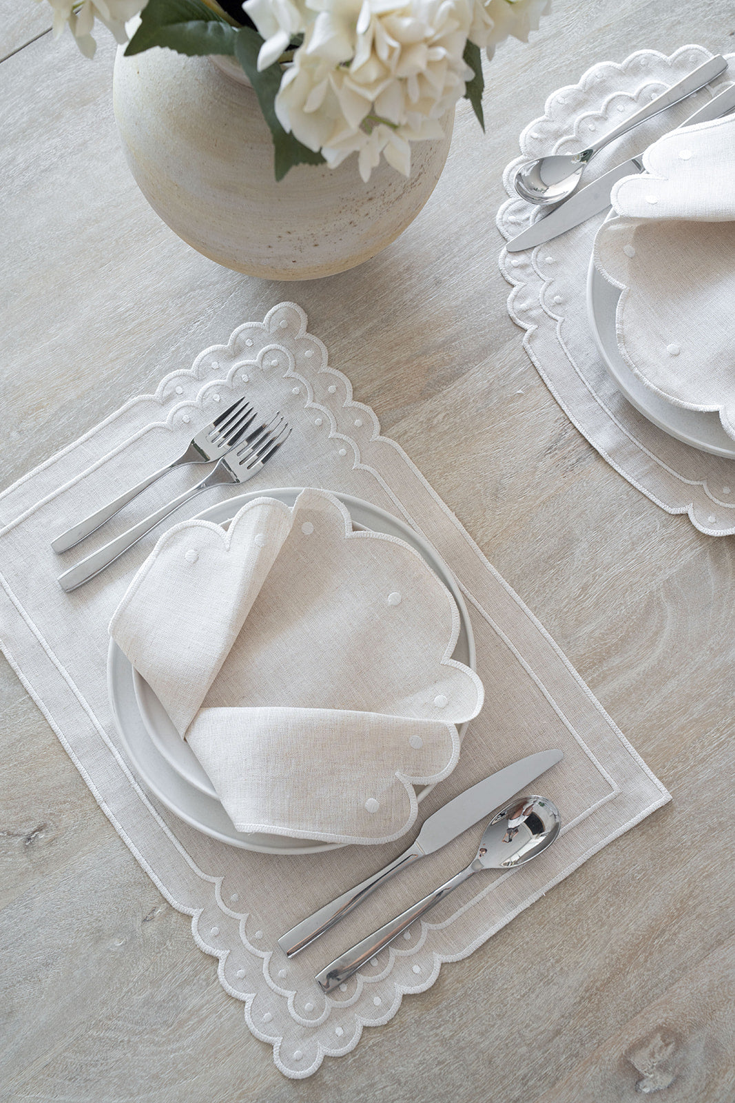 Set de Lino para 4 personas María natural/hueso