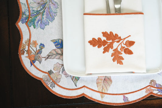 Set de 4 servilletas de algodón “Oak” naranja