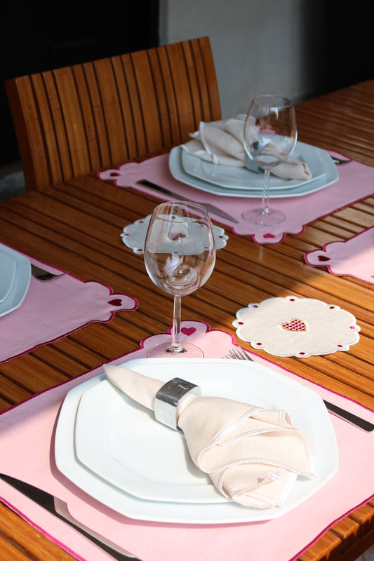 Set de 4 Individuales de algodón Galentine´s