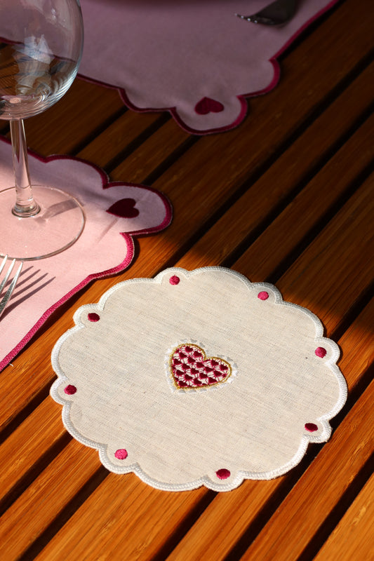 Set de 4 Cocteleros de lino Galentine´s