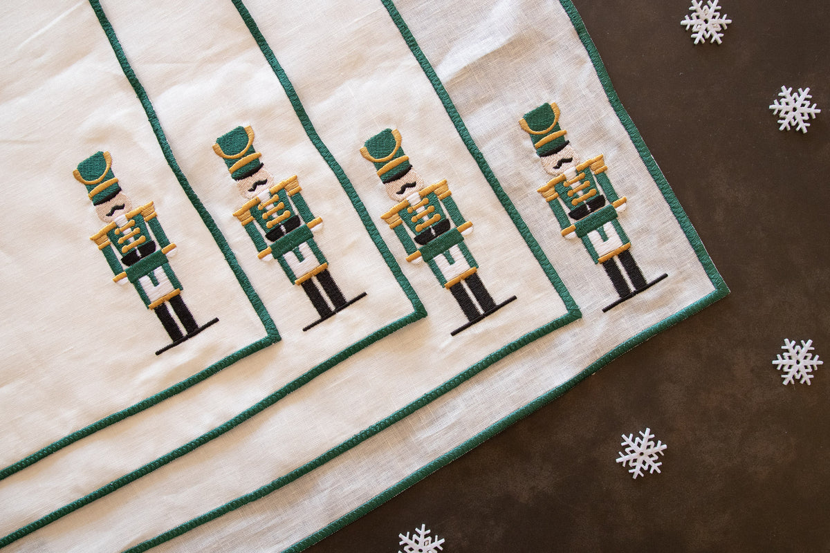 Set de 4 servilletas de Cascanuez verde
