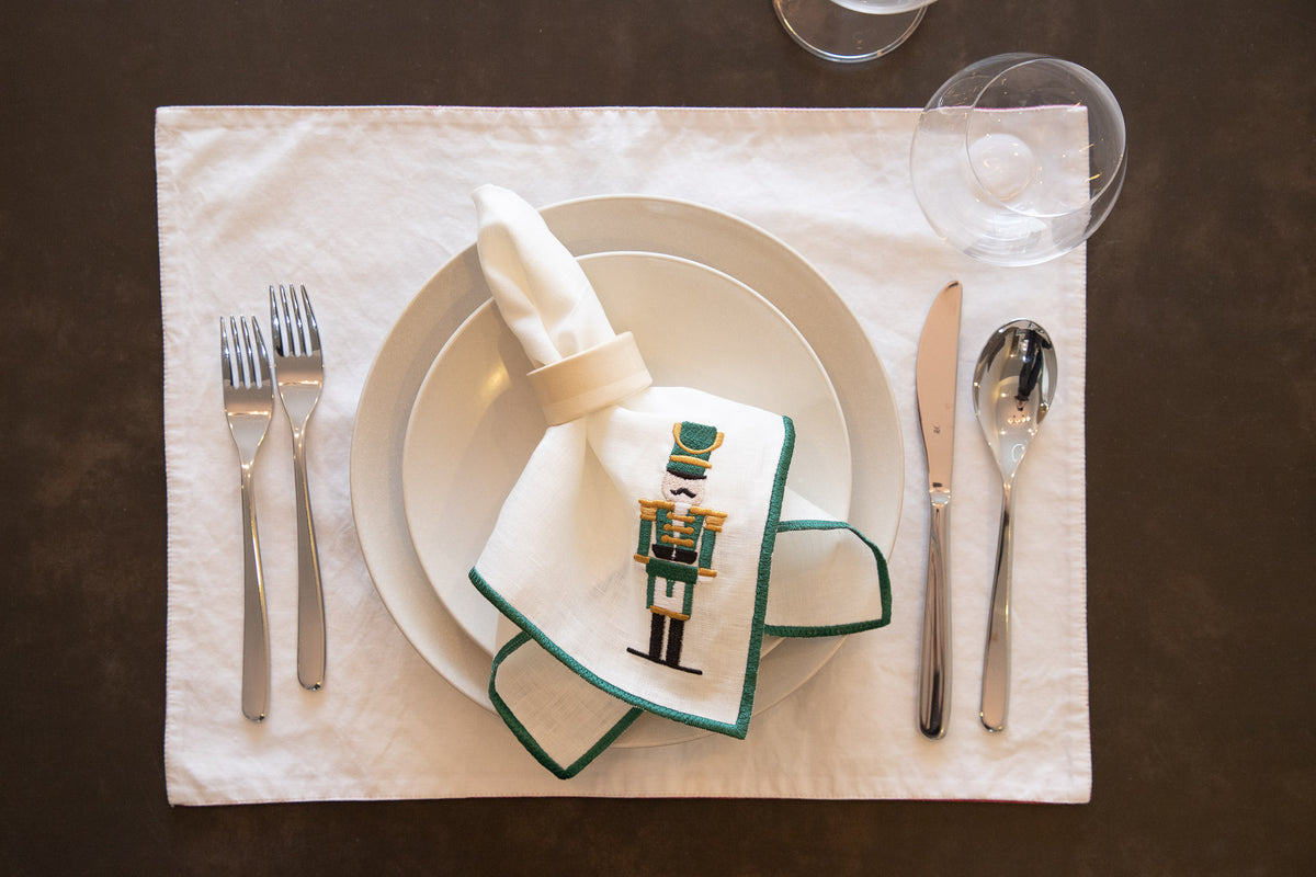 Set de 4 servilletas de Cascanuez verde